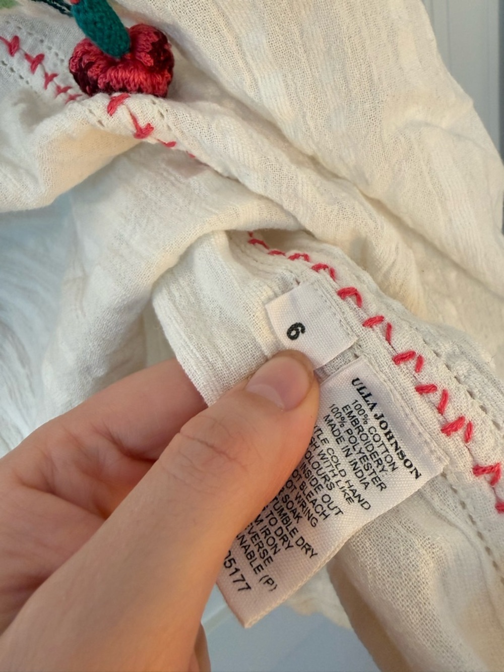 Ulla Johnson White Embroidered Floral Peasant Blouse - Picture 5 of 6